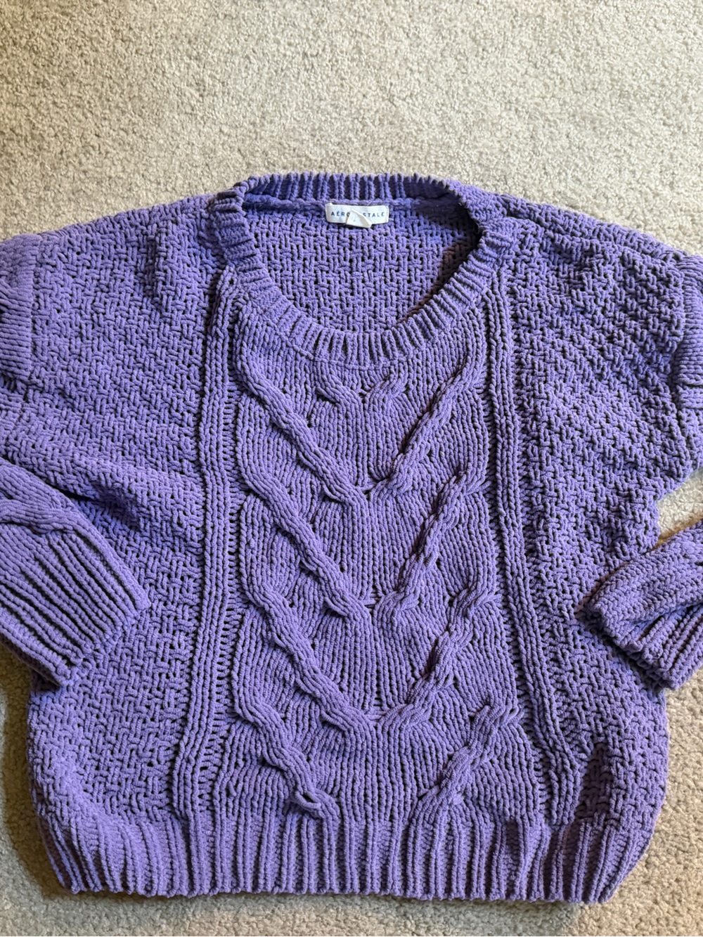 Aeropostale Purple Cable Knit Women's Sweater - Cozy Crewneck size small